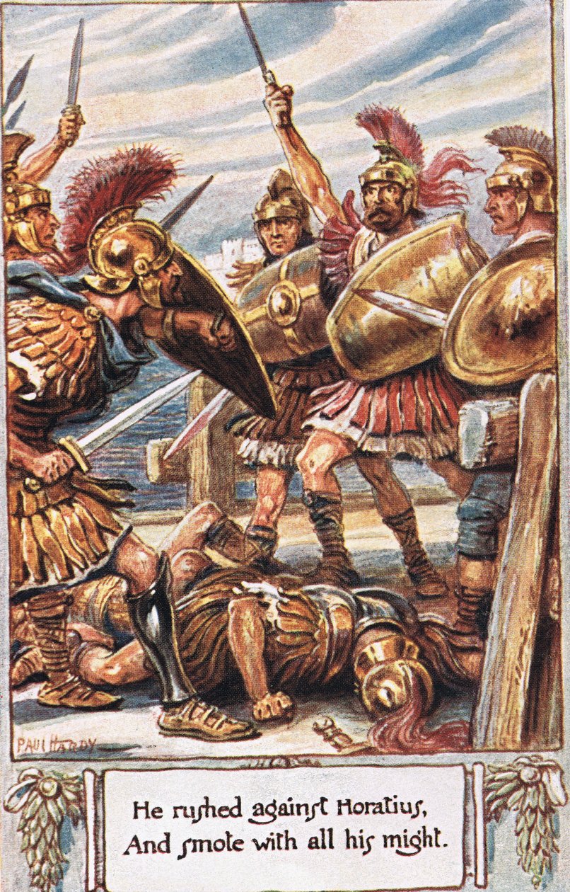 Se lanzó contra Horacio y lo golpeó con todas sus fuerzas, ilustración de 
