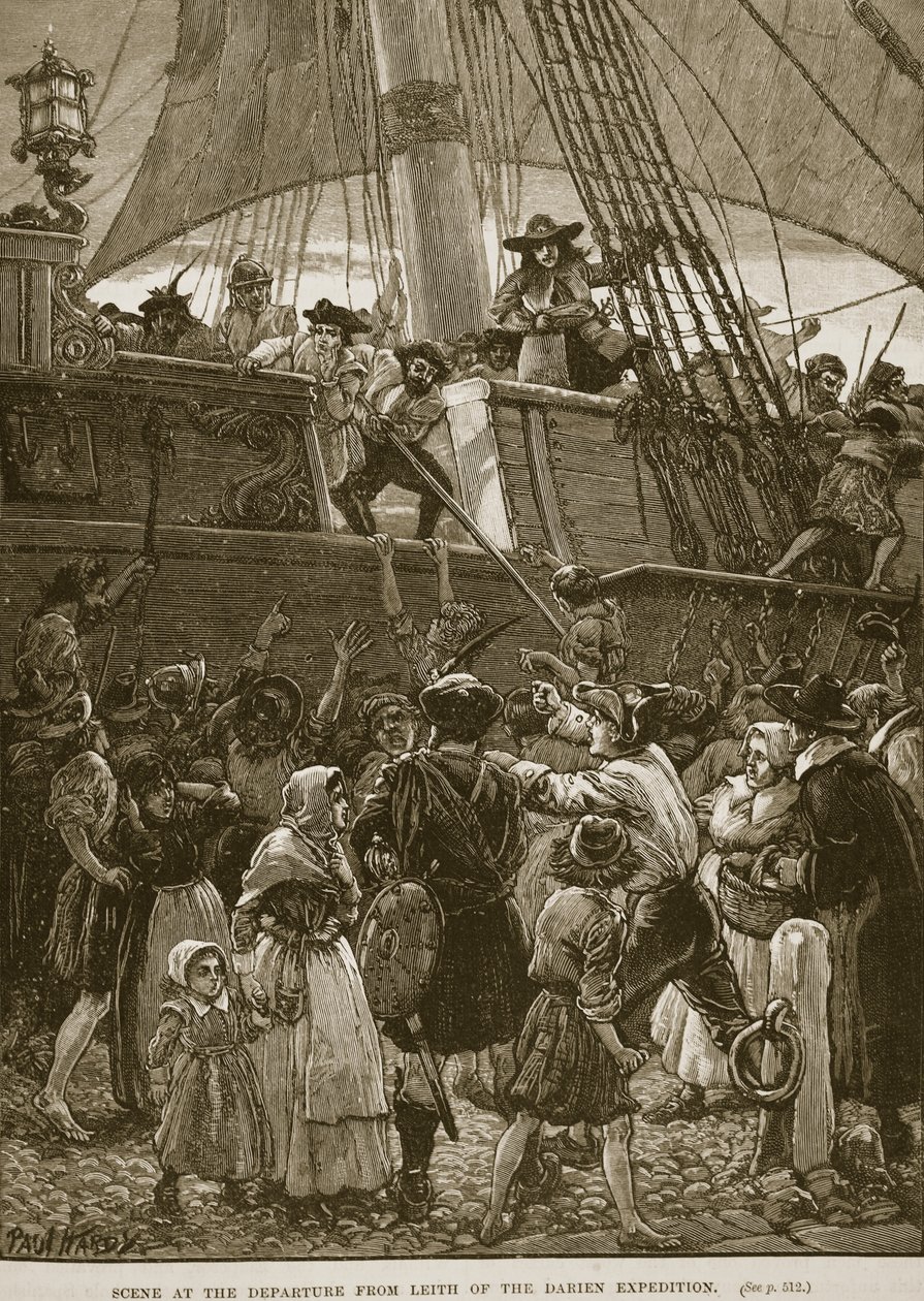 Escena en la Partida de Leith de la Expedición de Darién, ilustración de 