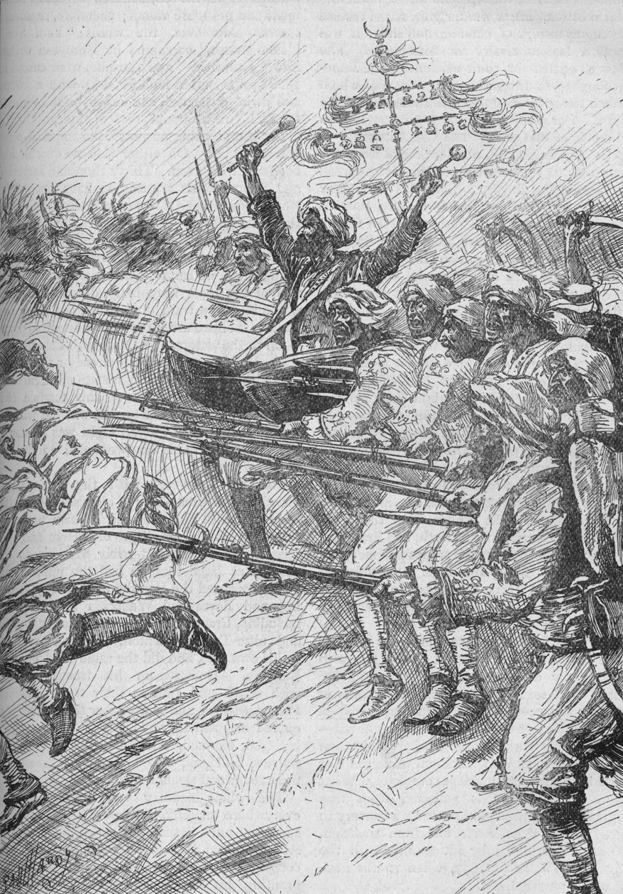 Los jenízaros se lanzaron al ataque a toda velocidad y con bayonetas caladas, 1902 de Paul Hardy