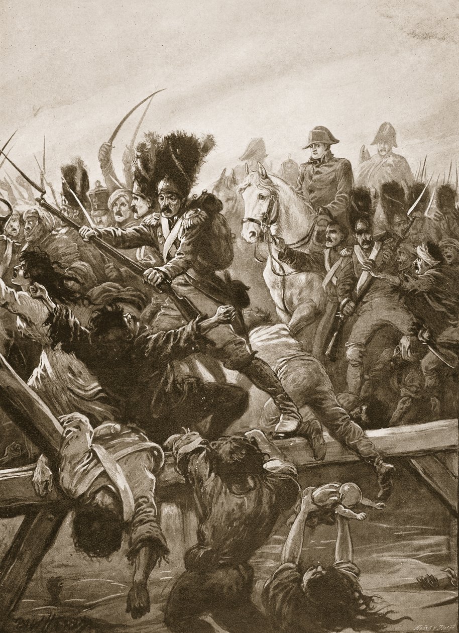 Cuando el remanente de la Guardia fue visto despejando el camino para el Emperador, hubo una estampida, ilustración de 