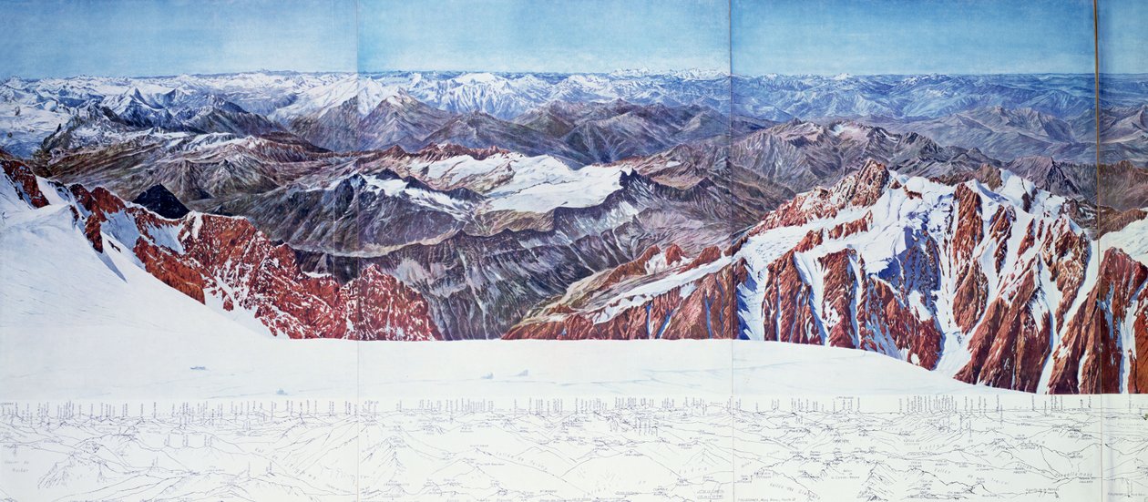 Vista panorámica de la cima del Pelvoux en el Macizo de los Ecrins, Alpes franceses de Paul Helbronner