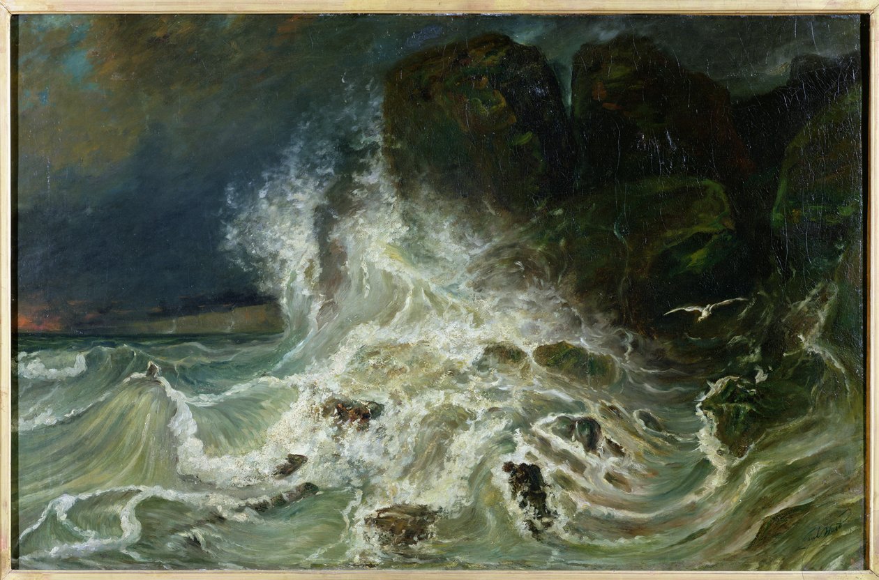Rompientes en el Punto Granville en el Canal, 1853 de Paul Huet