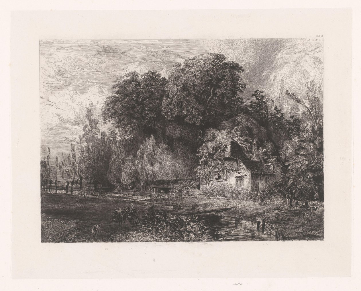 Vista de una casa al borde de un bosque de Paul Huet