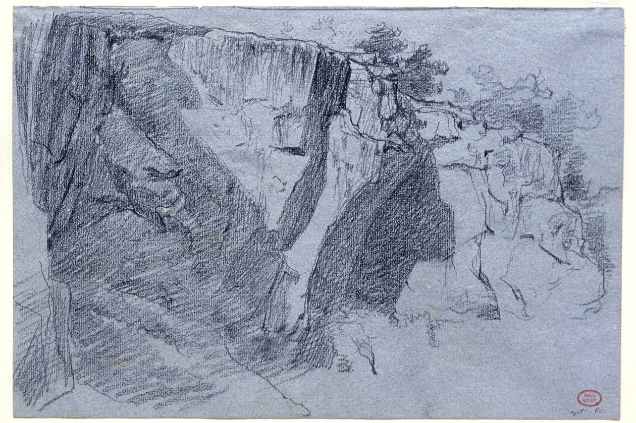 Paisaje con acantilado de Paul Huet