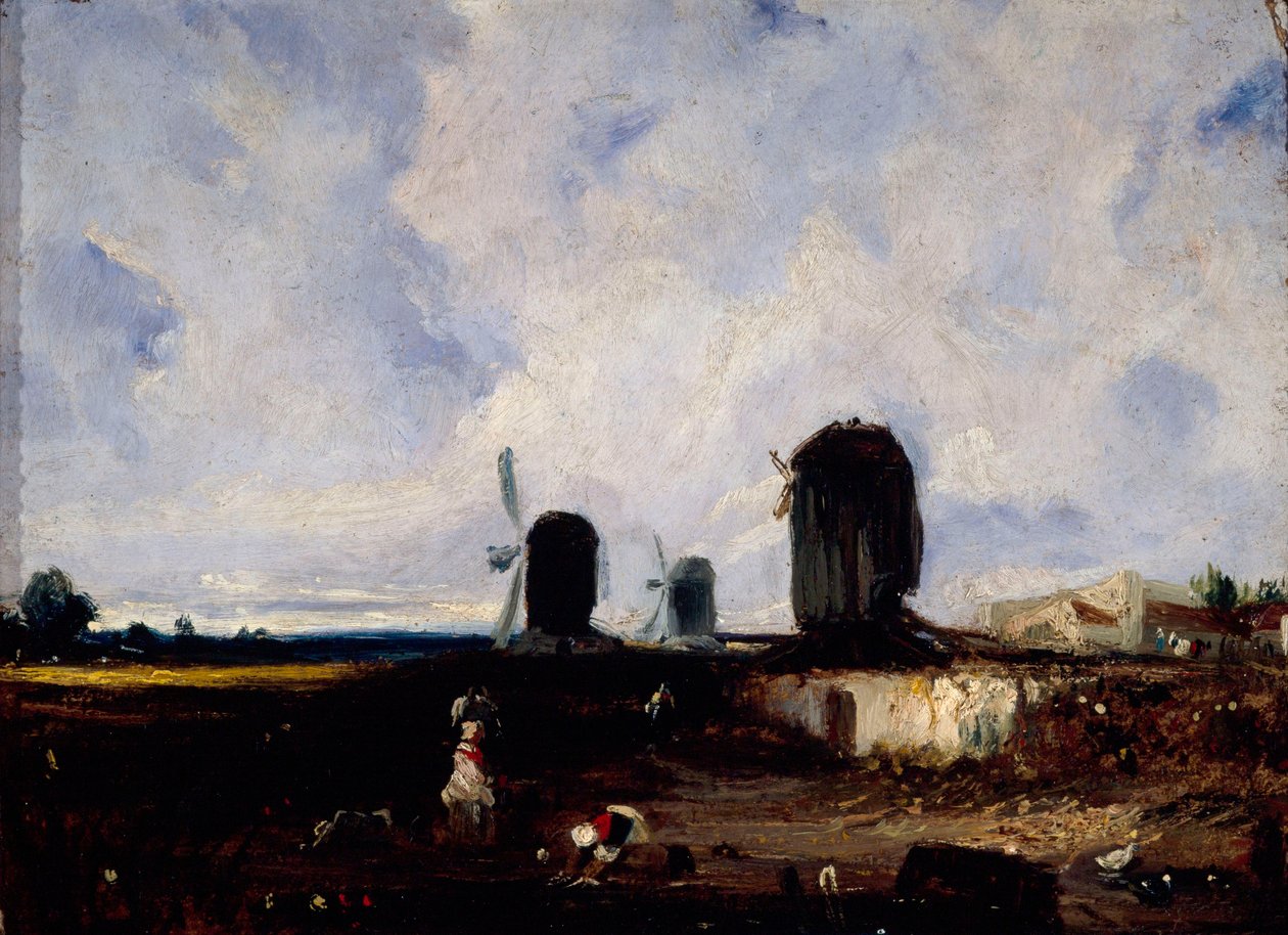 Molinos de viento en las llanuras de Montrouge, c.1820 (óleo sobre lienzo) de Paul Huet