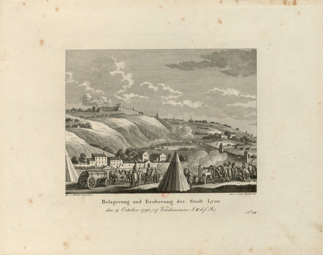 Asedio y Toma de la Ciudad de Lyon: 9 de octubre de 1793, 1816-1818 de Paul Jacob Laminit