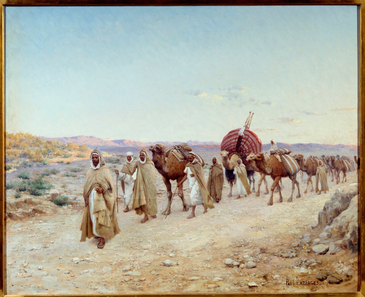Una caravana en el desierto cerca de Biskra en Argelia en 1892 de Paul John Baptiste Lazerges