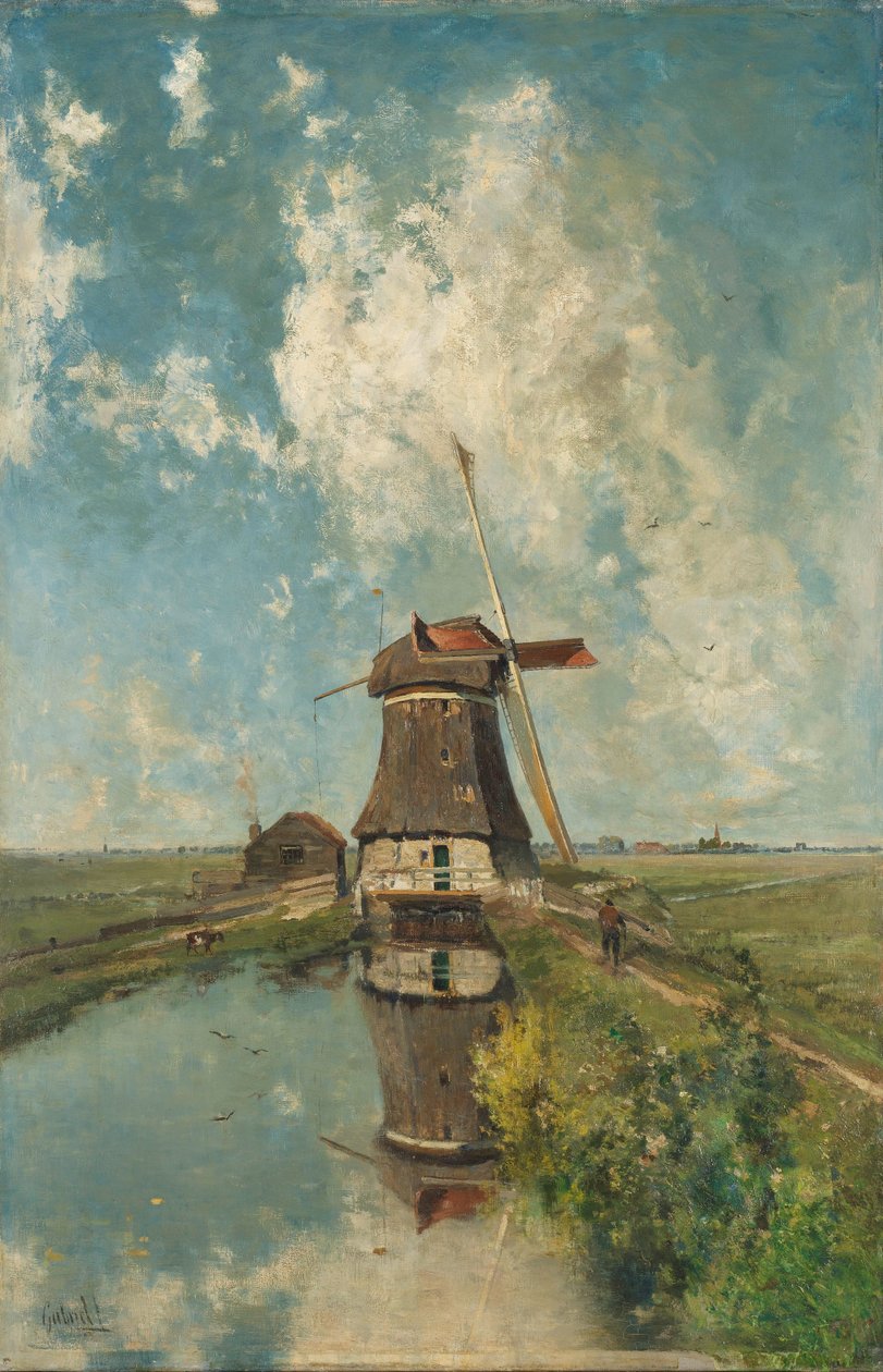 Un molino de viento en un pólder, conocido como "En el mes de julio". de Paul Joseph Constantin Gabriel