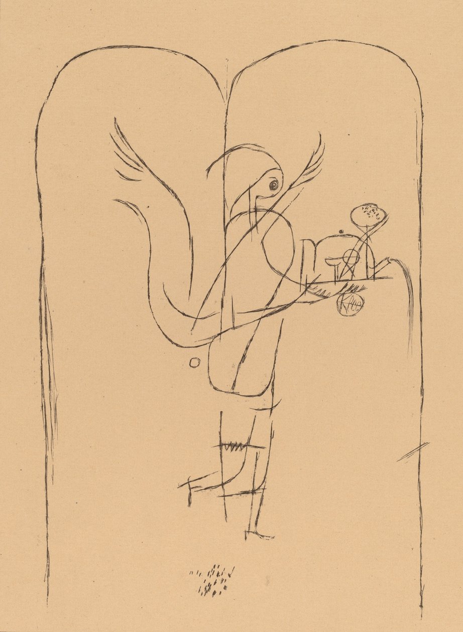Un genio sirve un pequeño desayuno, 1920 de Paul Klee