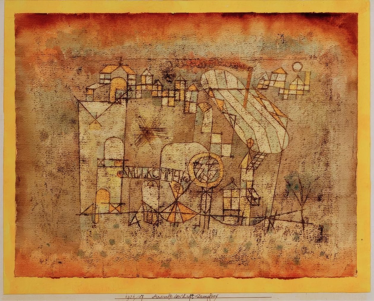 Llegada del dirigible de Paul Klee