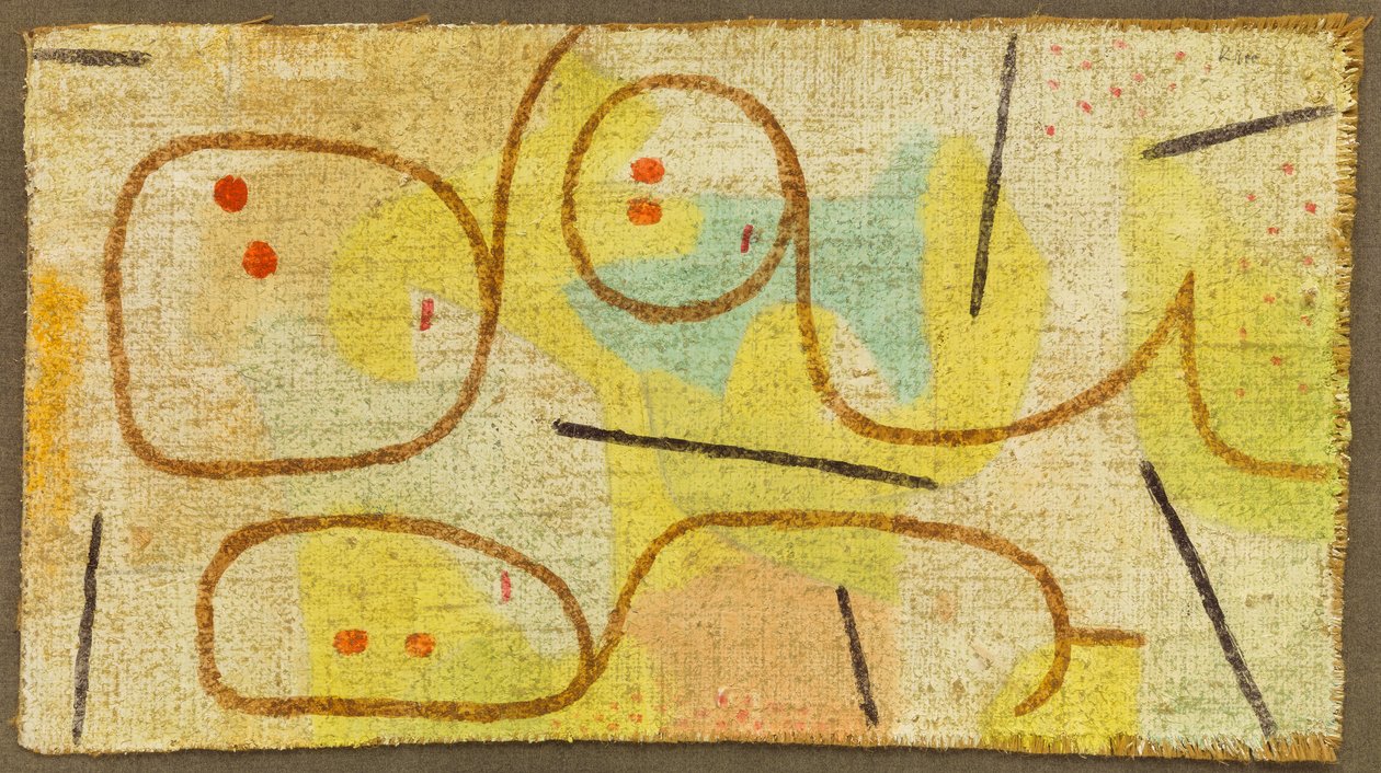 Reclinado, c. 1937 (óleo sobre arpillera) de Paul Klee