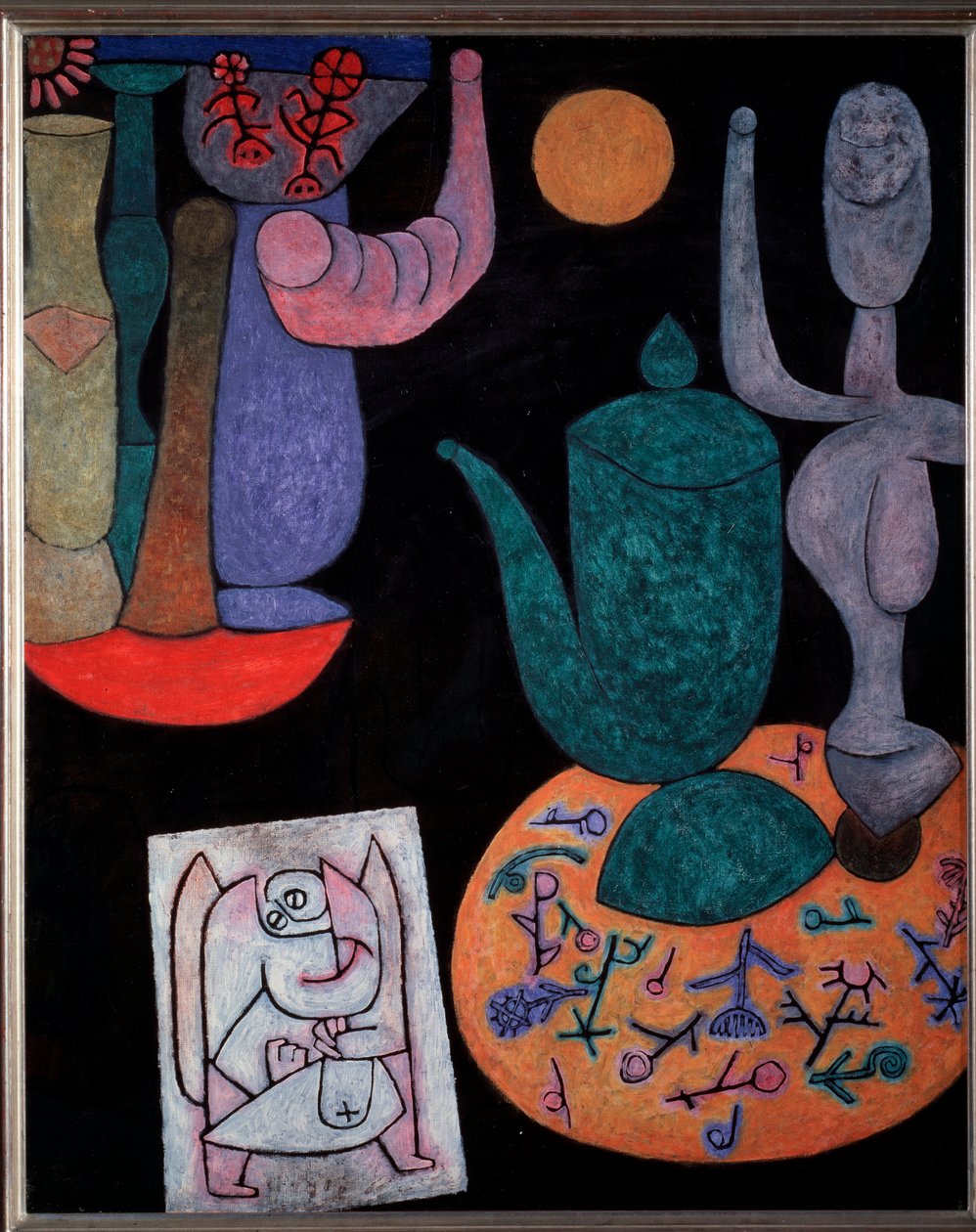 Naturaleza muerta sobre fondo negro - Pintura de Paul Klee
