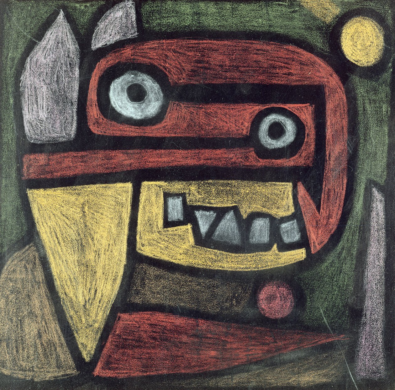 Sin título (Máscara: animal salvaje) c.1939 (lápiz de color y pasta de color sobre papel) de Paul Klee
