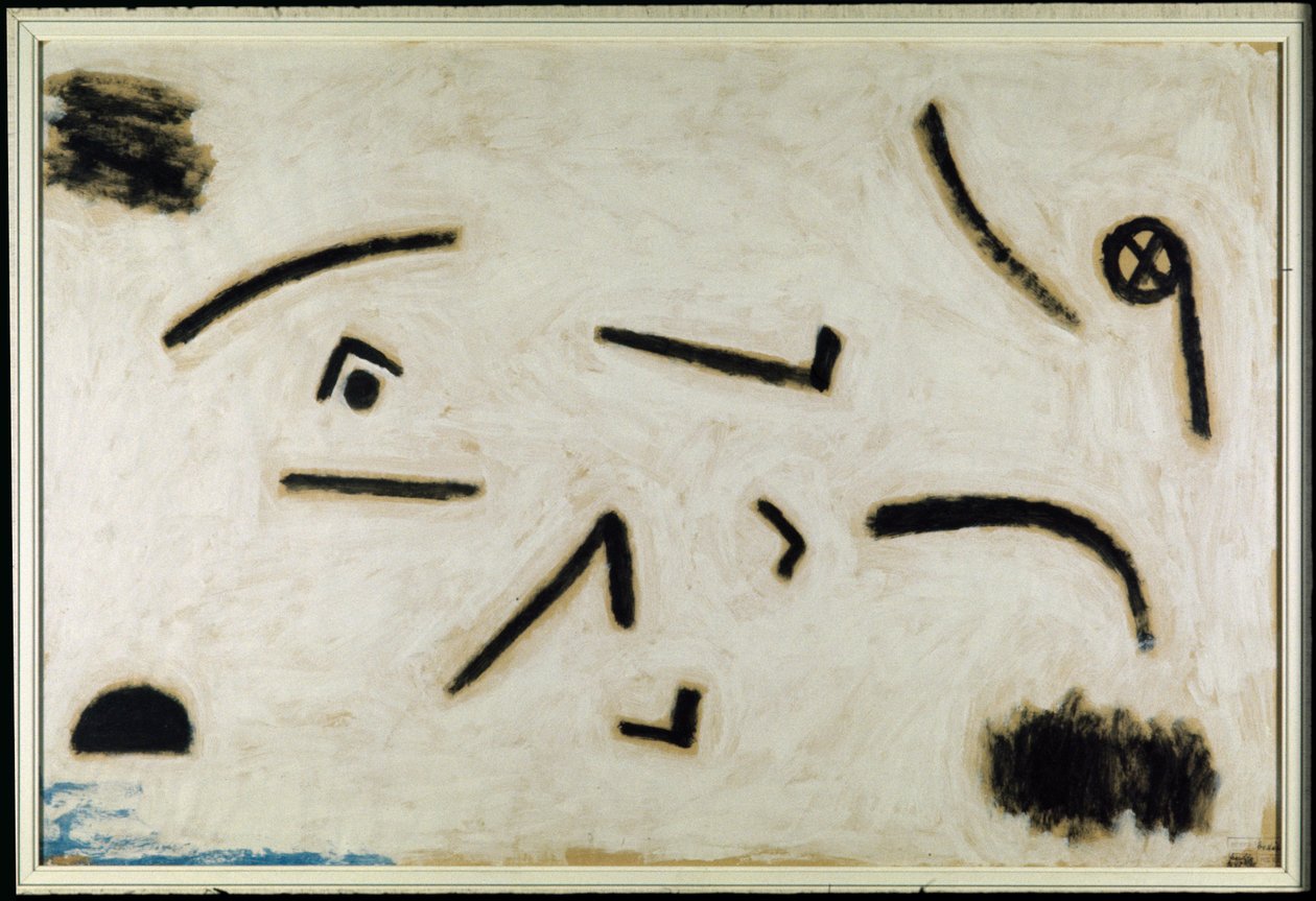 Sin título (signos sobre fondo negro), C.1940 (color y cola sobre papel) de Paul Klee