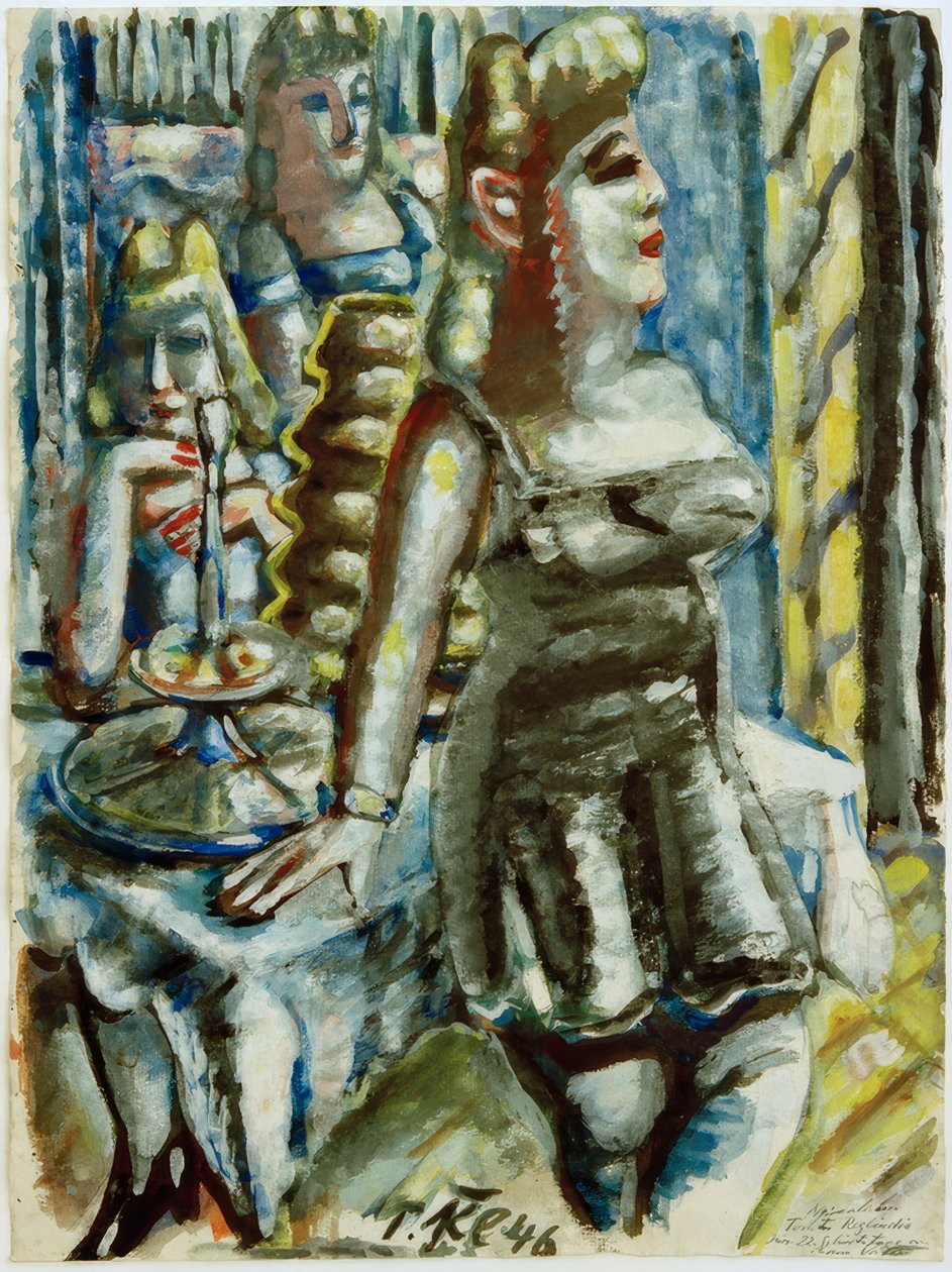 Tres mujeres con Baumkuchen de Paul Kleinschmidt