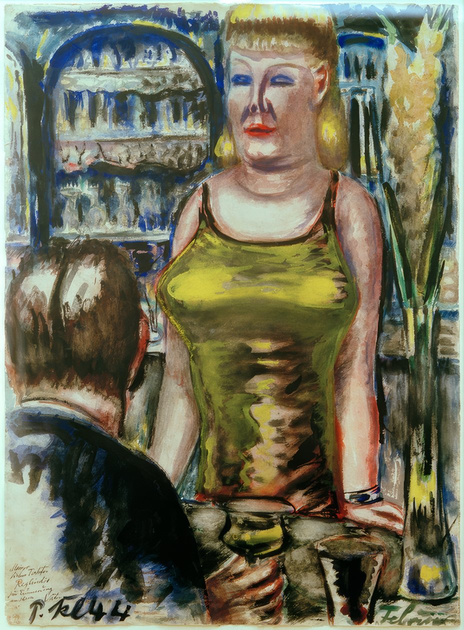 Dama de bar amarilla con caballero de Paul Kleinschmidt