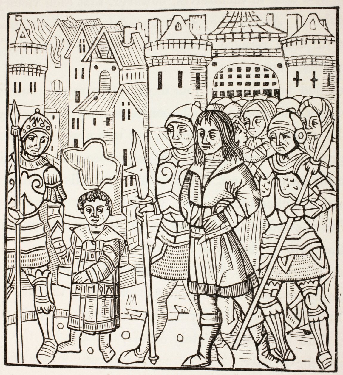 El rey San Luis, Luis IX de Francia, y sus dos hermanos, Alfonso y Carlos, son capturados por los sarracenos tras la batalla de Fariskur, en abril de 1250, durante la Séptima Cruzada. de Paul Lacroix