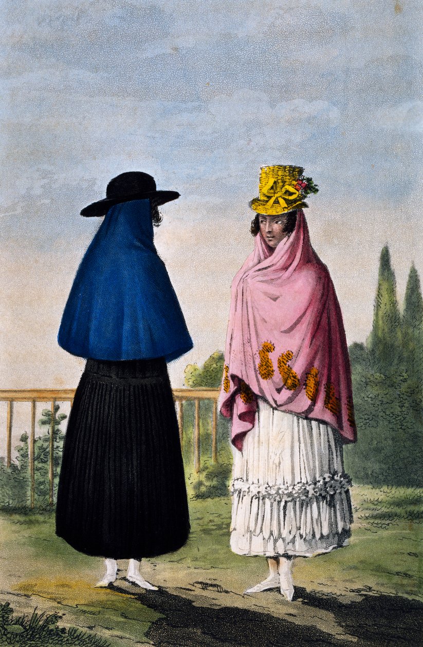 Mujer de la montaña y mujer de la llanura, grabado de Paul Legrand, Colombia de Paul Legrand