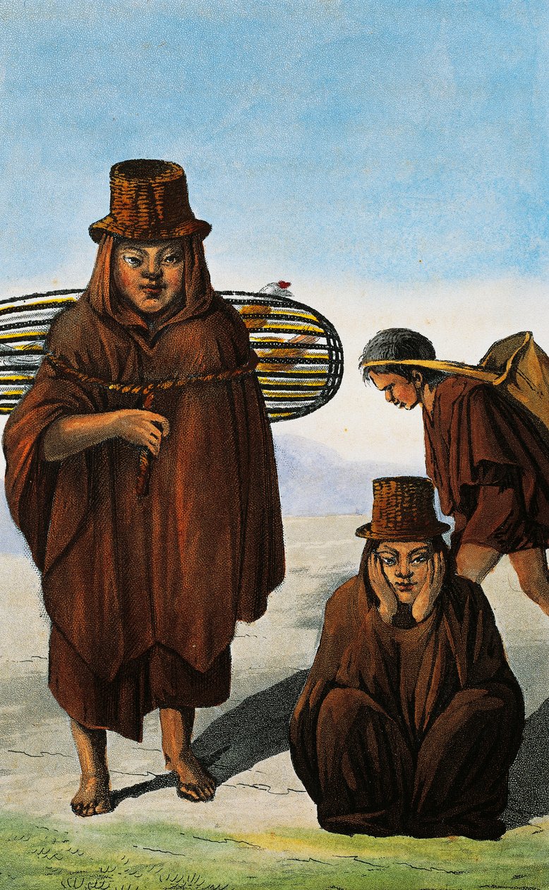 Vendedor de aves de corral, mendigo y jornalero, Colombia, grabado de Paul Legrand de Viajes por la República de Colombia en los años 1822 y 1823, de Gaspard Theodore Mollien (1796-1872), América del Sur de Paul Legrand