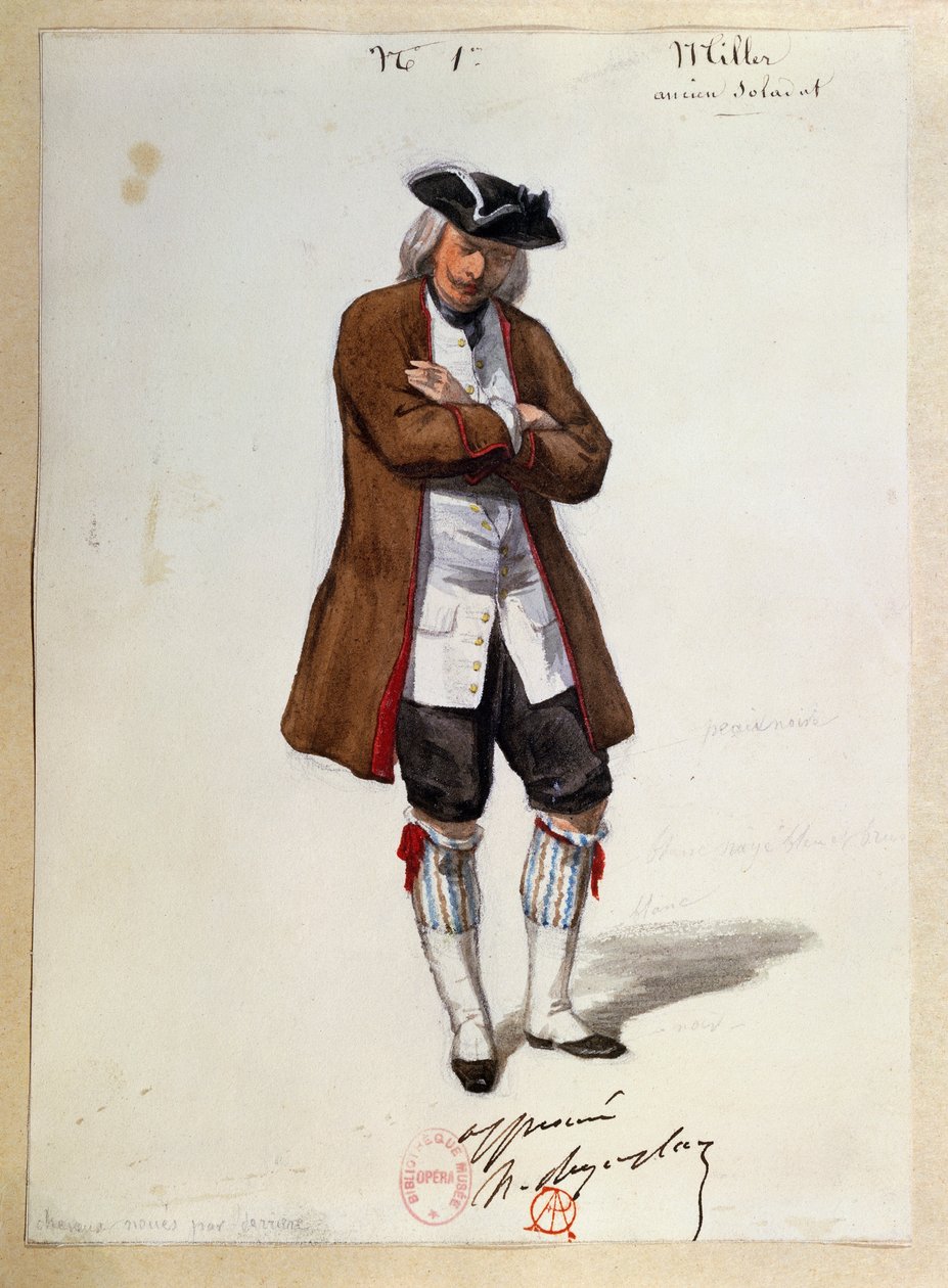 Vestuario para Luisa Miller de Giuseppe Verdi, boceto de Paul Lormier