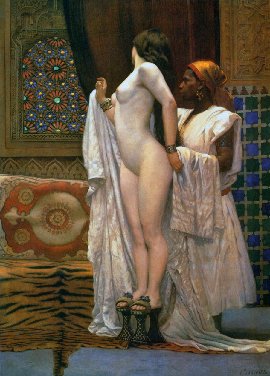 Harén: Después del baño, c.1894 (litografía en color) de Paul Louis Bouchard