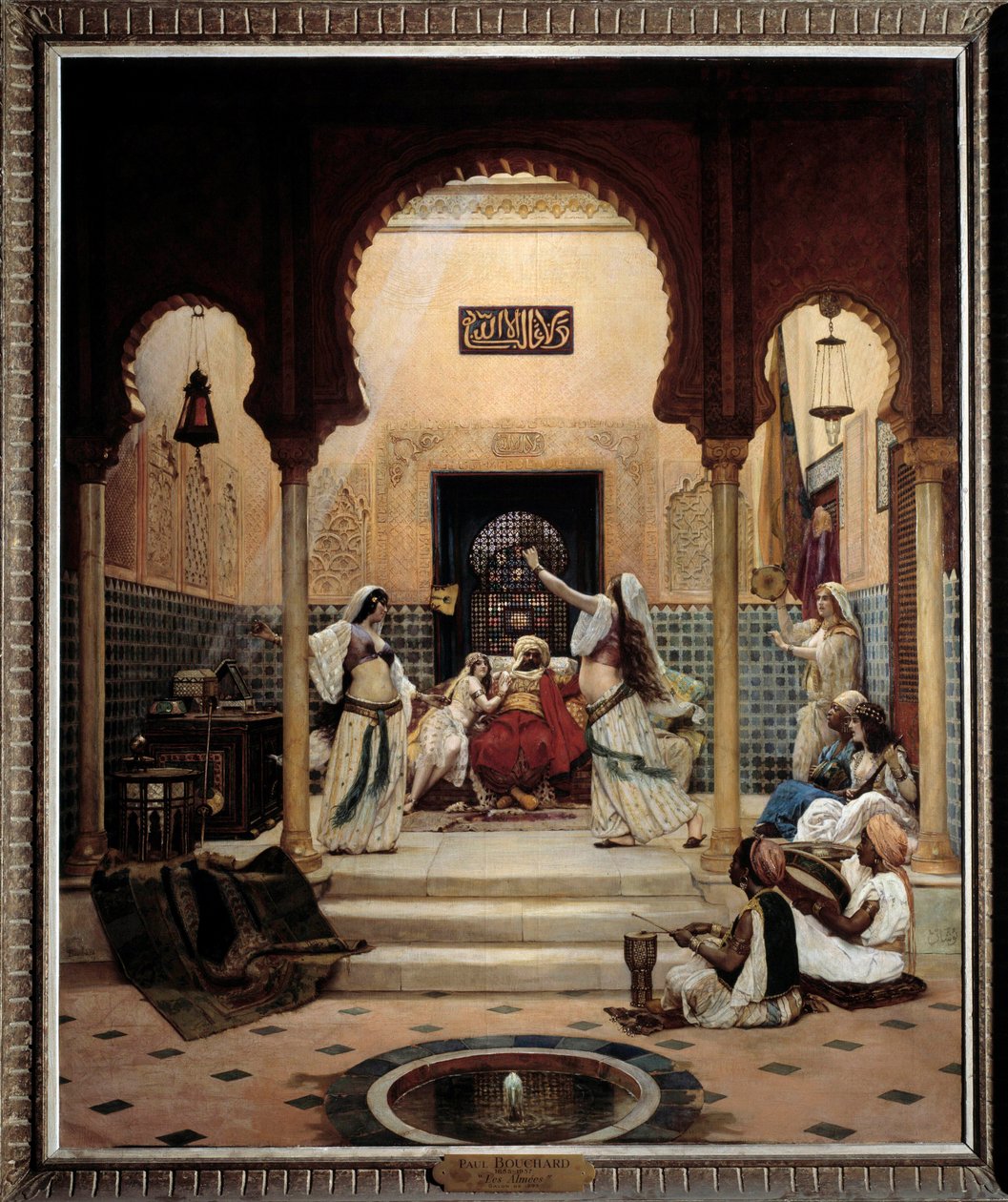 Las bailarinas orientales (del vientre) en un harén distraen a un pachá. Pintura de Paul Bouchard (1853-1937) 1893 Sol. 1,6x1,3 m París, museo de Orsay. Cuidado. El uso de esta obra puede estar sujeto a una solicitud de autorización de terceros o a tasas a de Paul Louis Bouchard