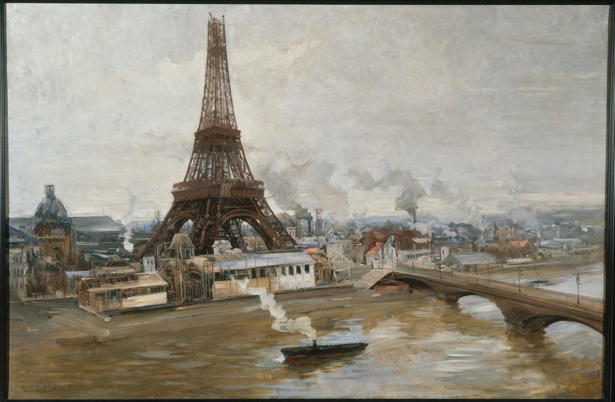 La Torre Eiffel y las obras de la Exposición Universal de enero de 1889, en 1-1889 (óleo sobre lienzo) de Paul Louis Delance
