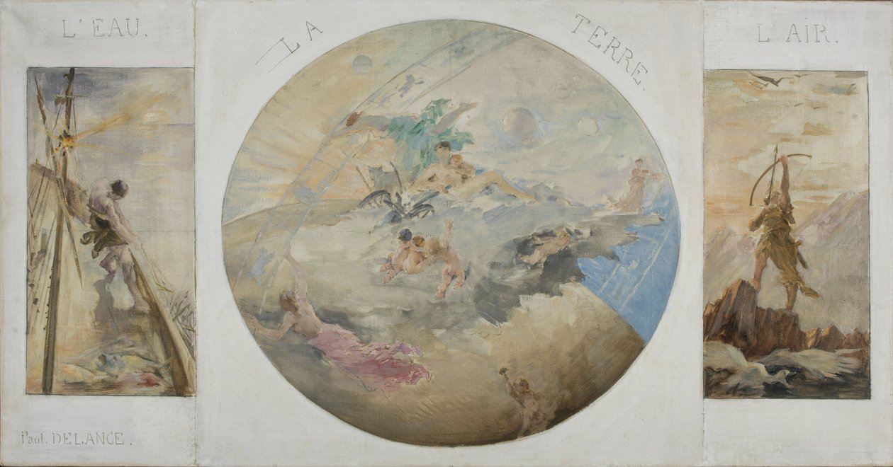 Boceto para el comedor del Hôtel de Ville de París: Agua, Tierra, Aire, entre 1891 y 1892 (óleo sobre lienzo) de Paul Louis Delance