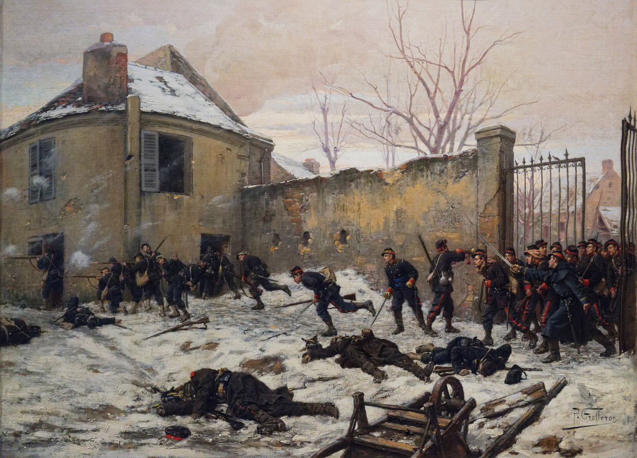 Ataque a un castillo por guardias móviles en 1870, finales del siglo XIX de Paul Louis Narcisse Grolleron