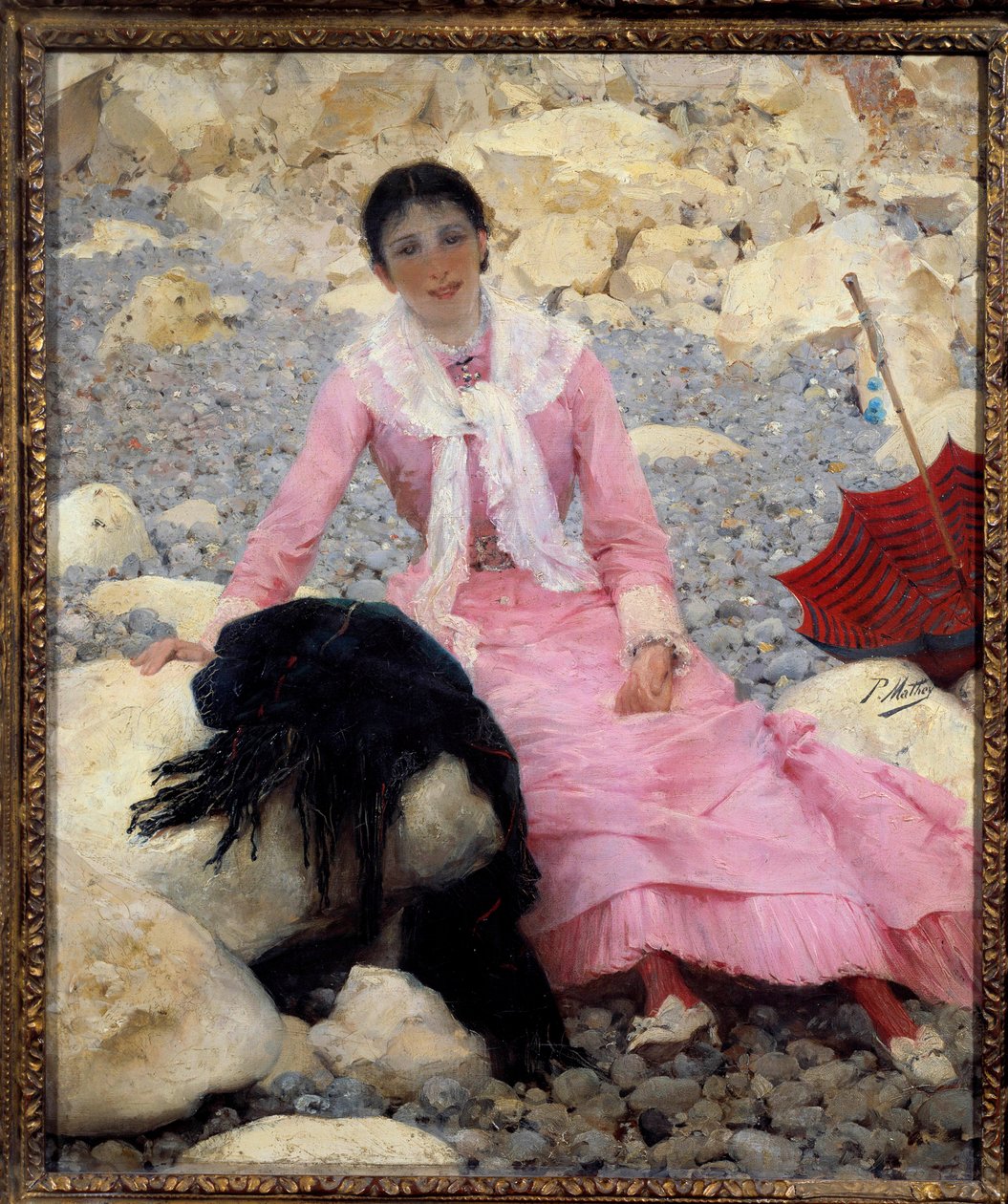 Retrato de Fernande Mathey (1857-1941) en la playa de Paul Mathey