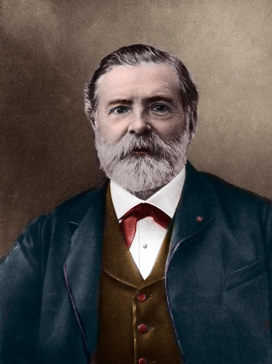 Retrato de Étienne-Jules Marey (1830-1904); científico y cronofotógrafo inglés; inventor del esfigmógrafo y pionero de la fotografía y el cine. Foto de Nadar, Paul (1856-1939). Coloreado digital. de Paul Nadar