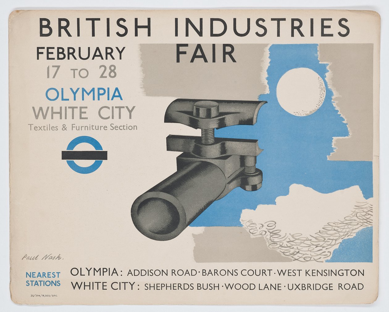 Un cartel del metro de Londres que anuncia la Feria de Industrias Británicas de Paul Nash