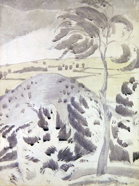 Colina y árbol de Paul Nash