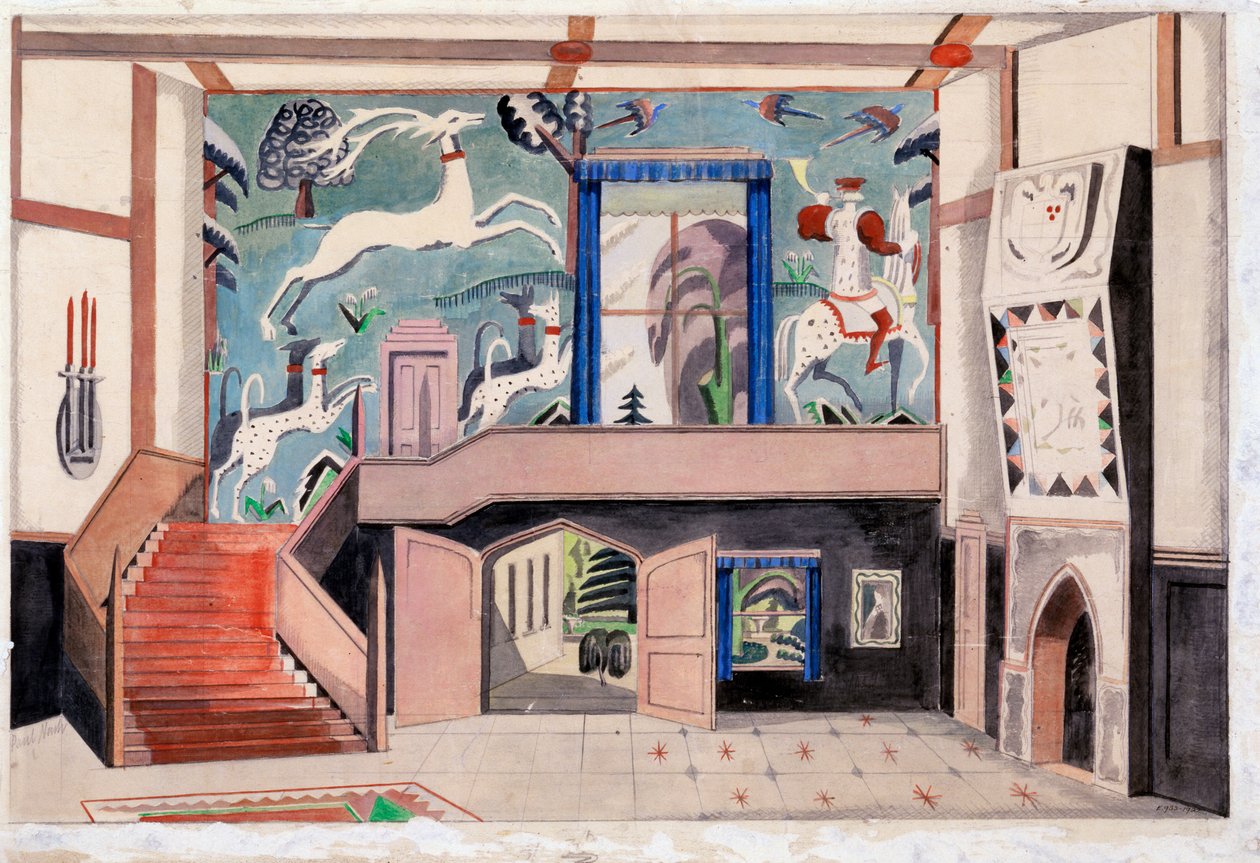 Diseño interior, c.1920-30s (acuarela sobre papel) de Paul Nash