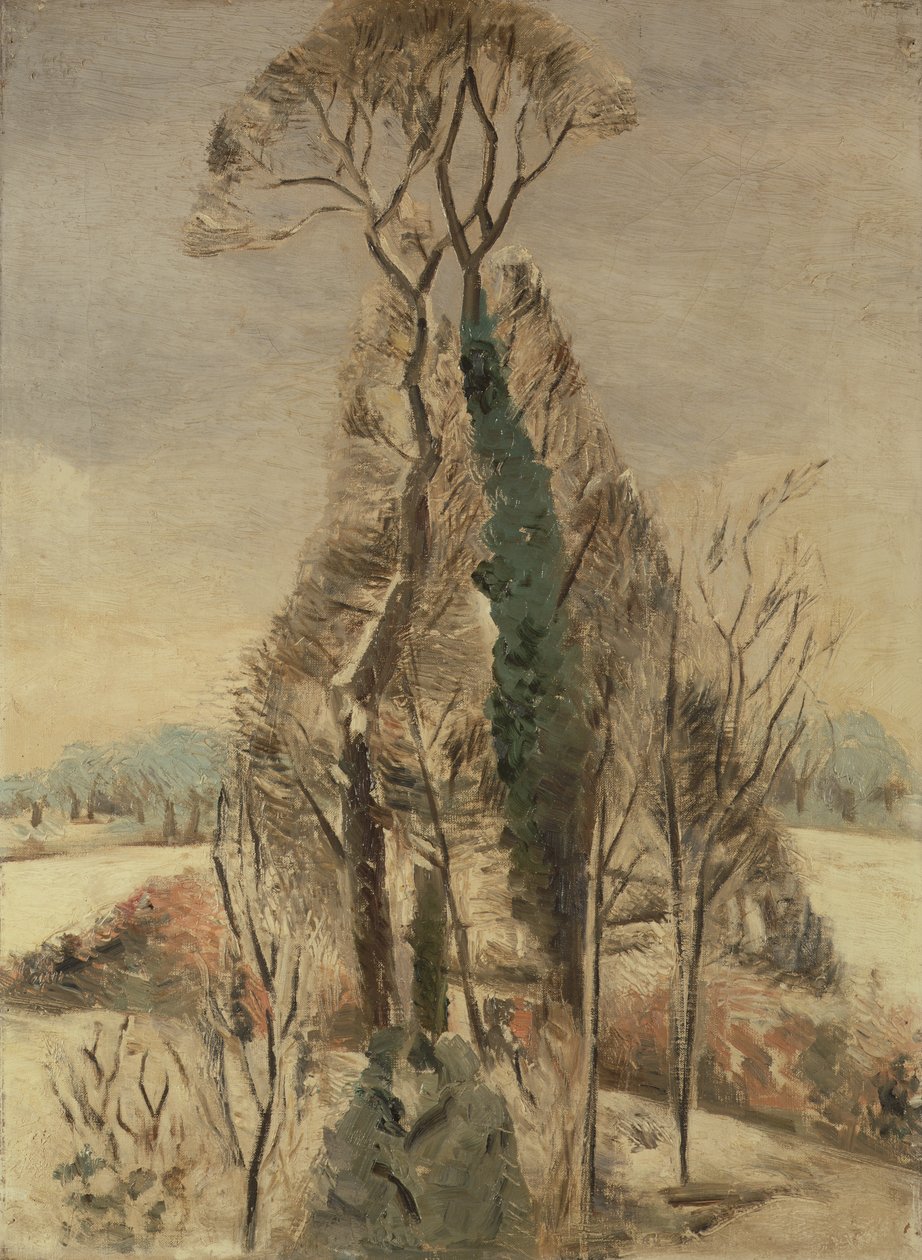 Iver Heath en la nieve (óleo sobre lienzo) de Paul Nash