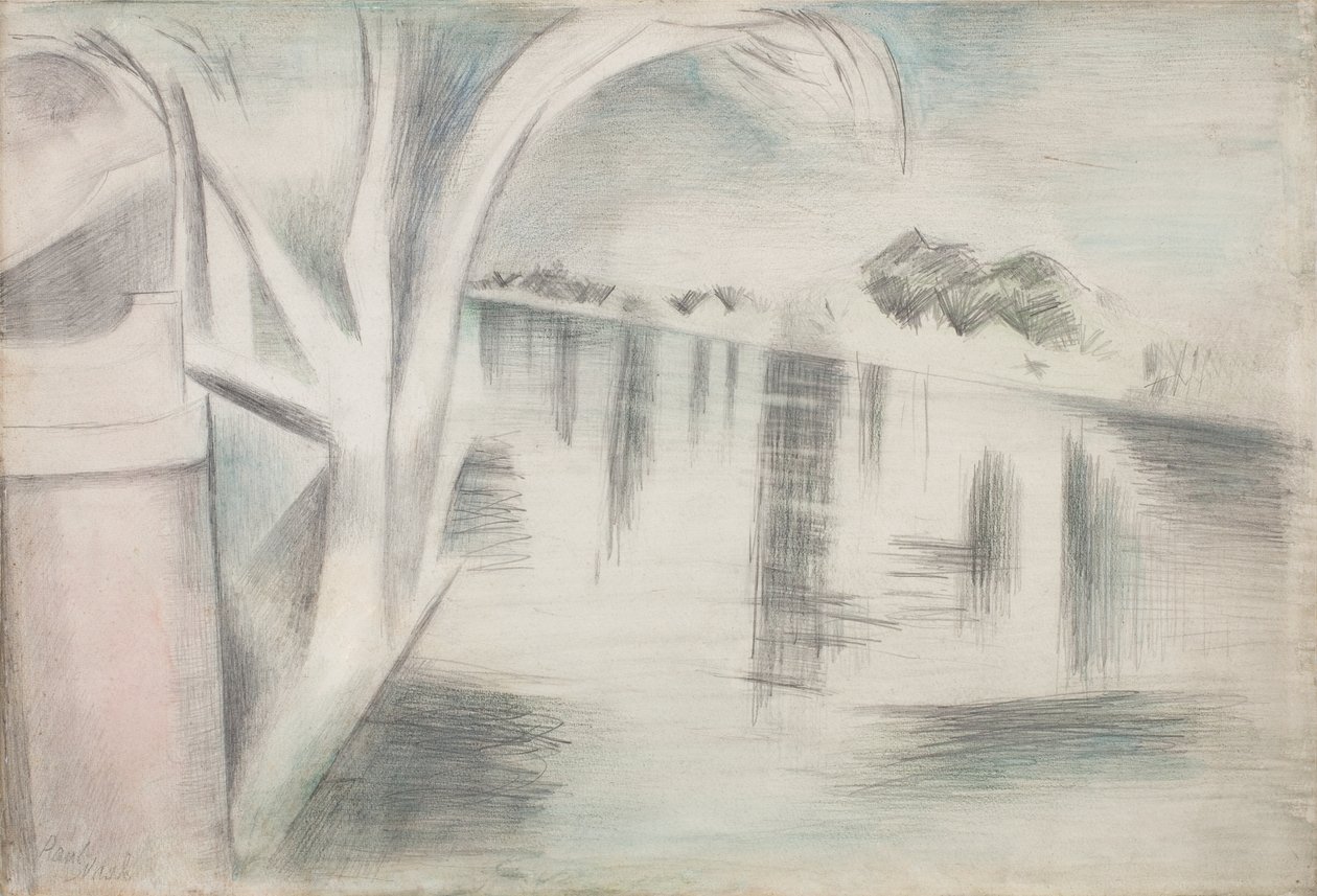 Río y árboles de Paul Nash