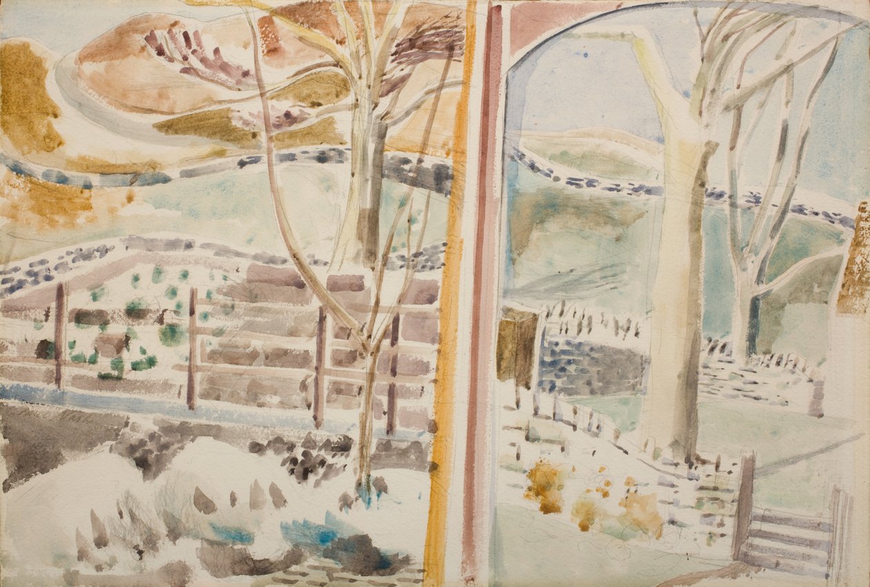 El paisaje a través de la ventana y a través del espejo de Paul Nash