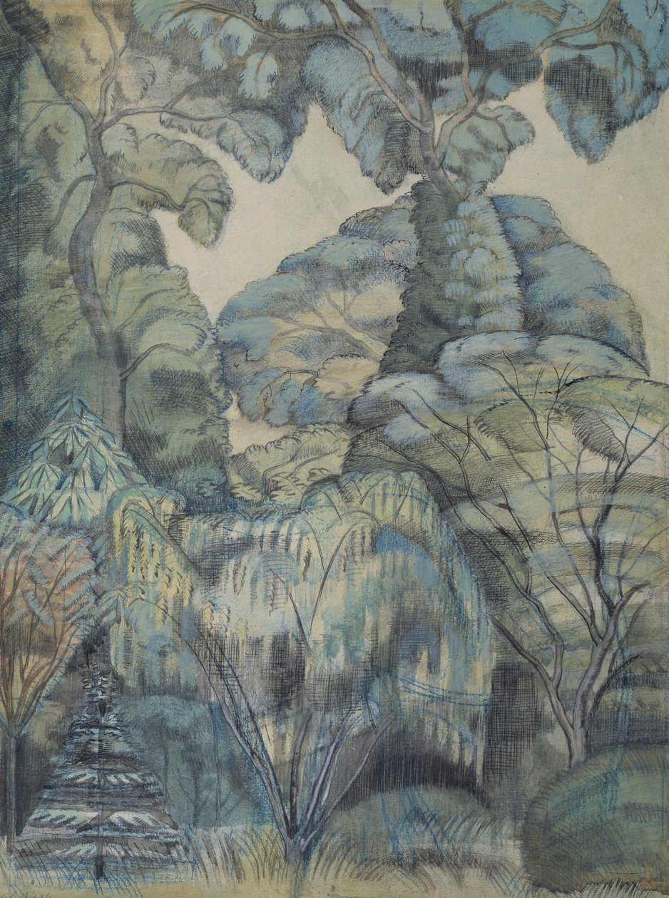 Árboles en el Jardín de las Aves, Iver Heath de Paul Nash