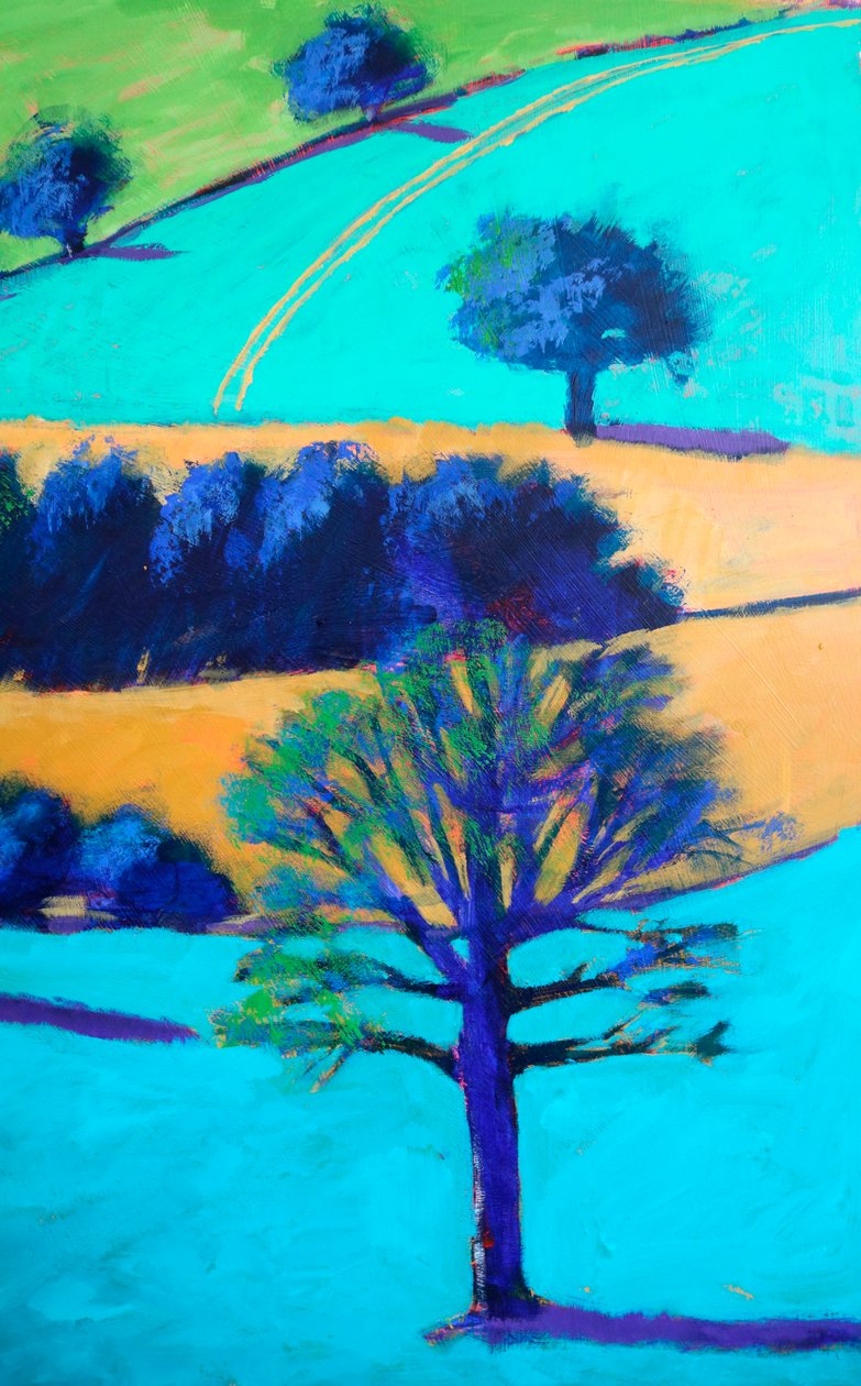 Cotswold Valley #3 (detalle), 2024 (acrílico sobre tabla) de Paul Powis