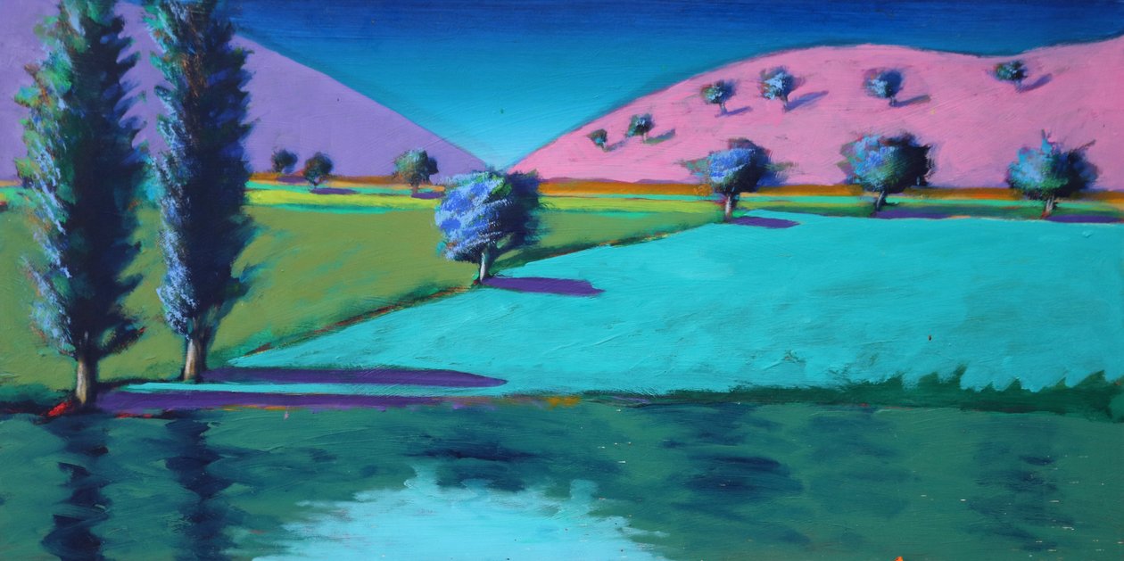 Lake Castlemorton, 2021 (acrílico sobre tabla) de Paul Powis