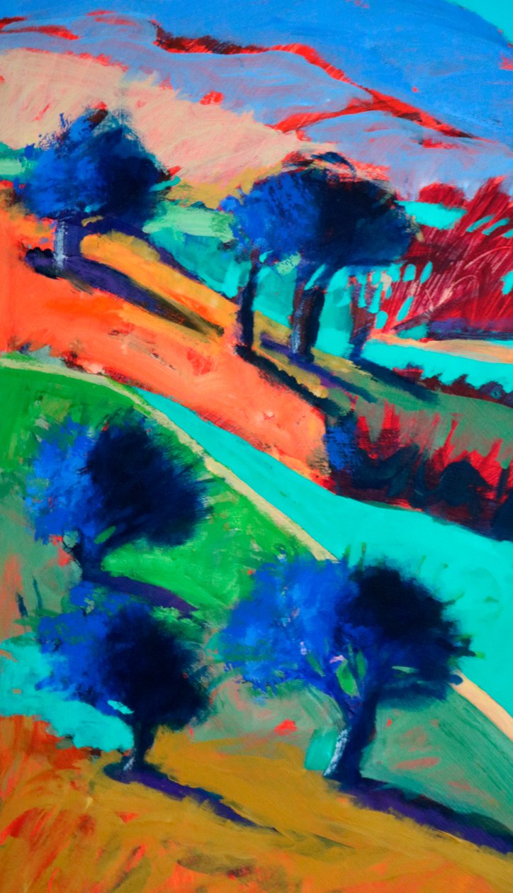 Looking West #2 (detalle), 2024 (acrílico sobre tabla) de Paul Powis