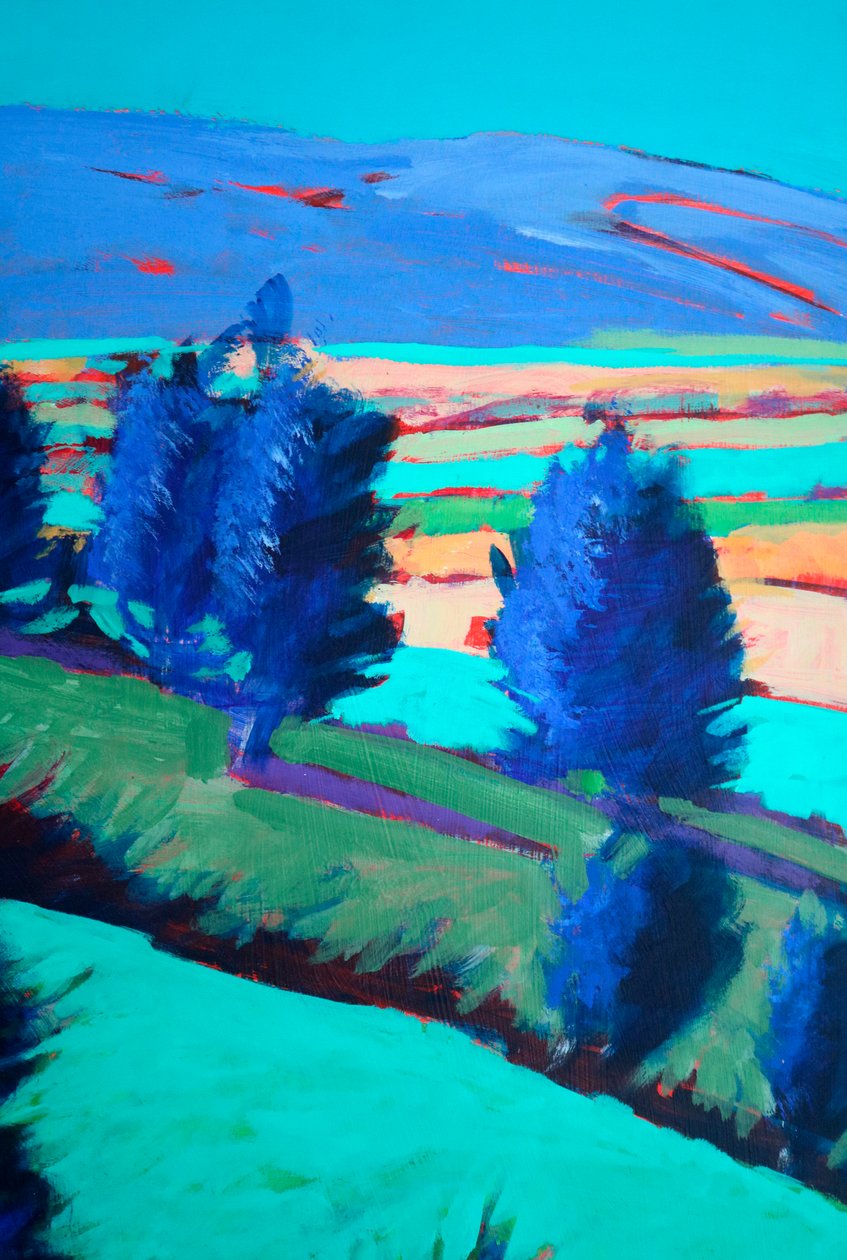 Looking West #3 (detalle), 2024 (acrílico sobre tabla) de Paul Powis