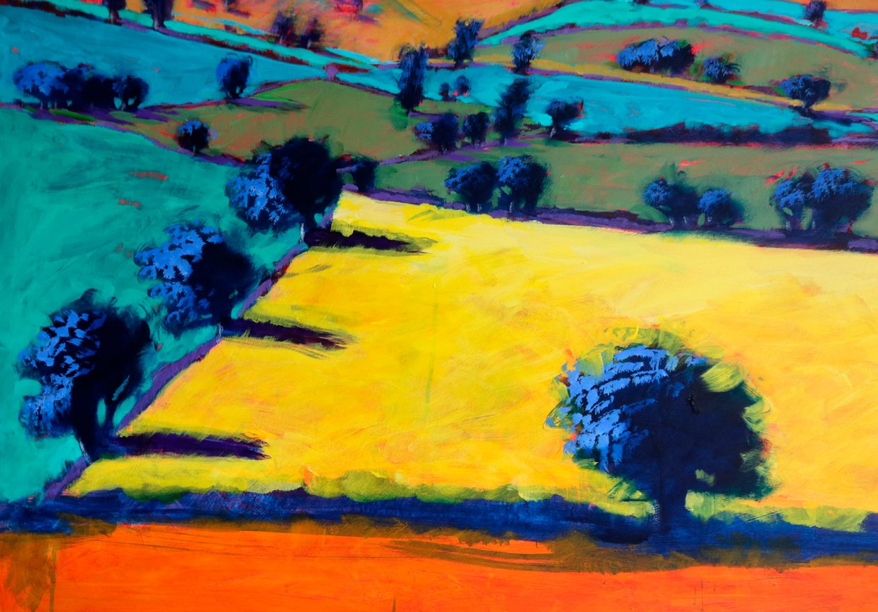 North Hill #2 (detalle), 2024 (acrílico sobre tabla) de Paul Powis