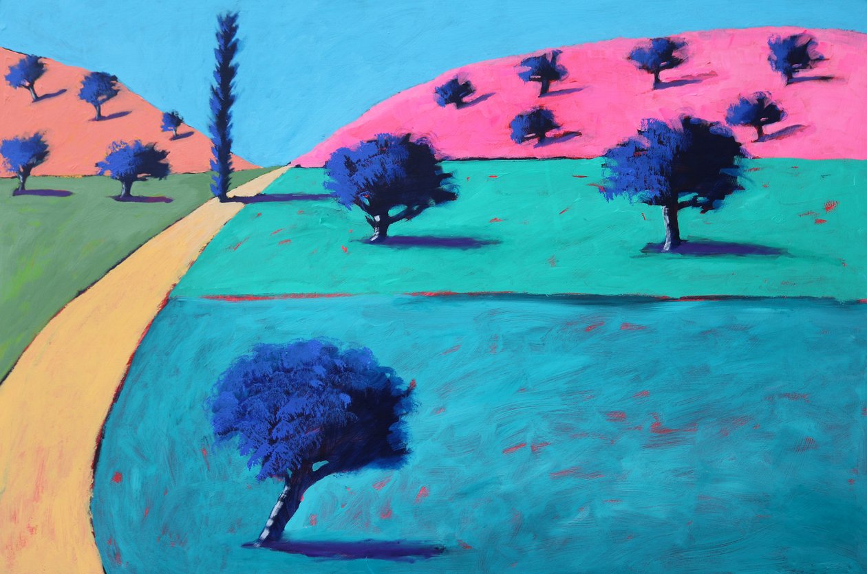 Pink Hills #1, 2022 (acrílico sobre tabla) de Paul Powis