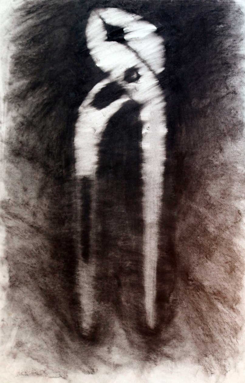 Fontanero, 2024 (carbón comprimido sobre papel) de Paul Powis
