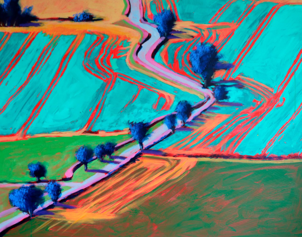 Towards Welland #4 (detalle),2024 (acrílico sobre tabla) de Paul Powis