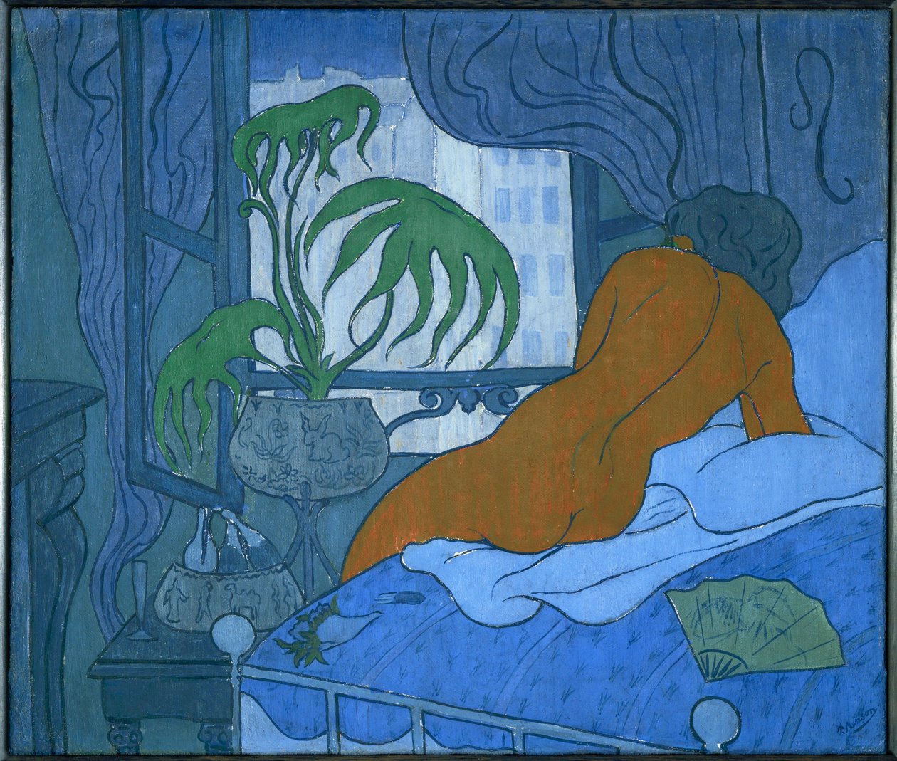 La habitación azul, o desnudo con abanico. 1891 (pintura sobre lienzo) de Paul Ranson