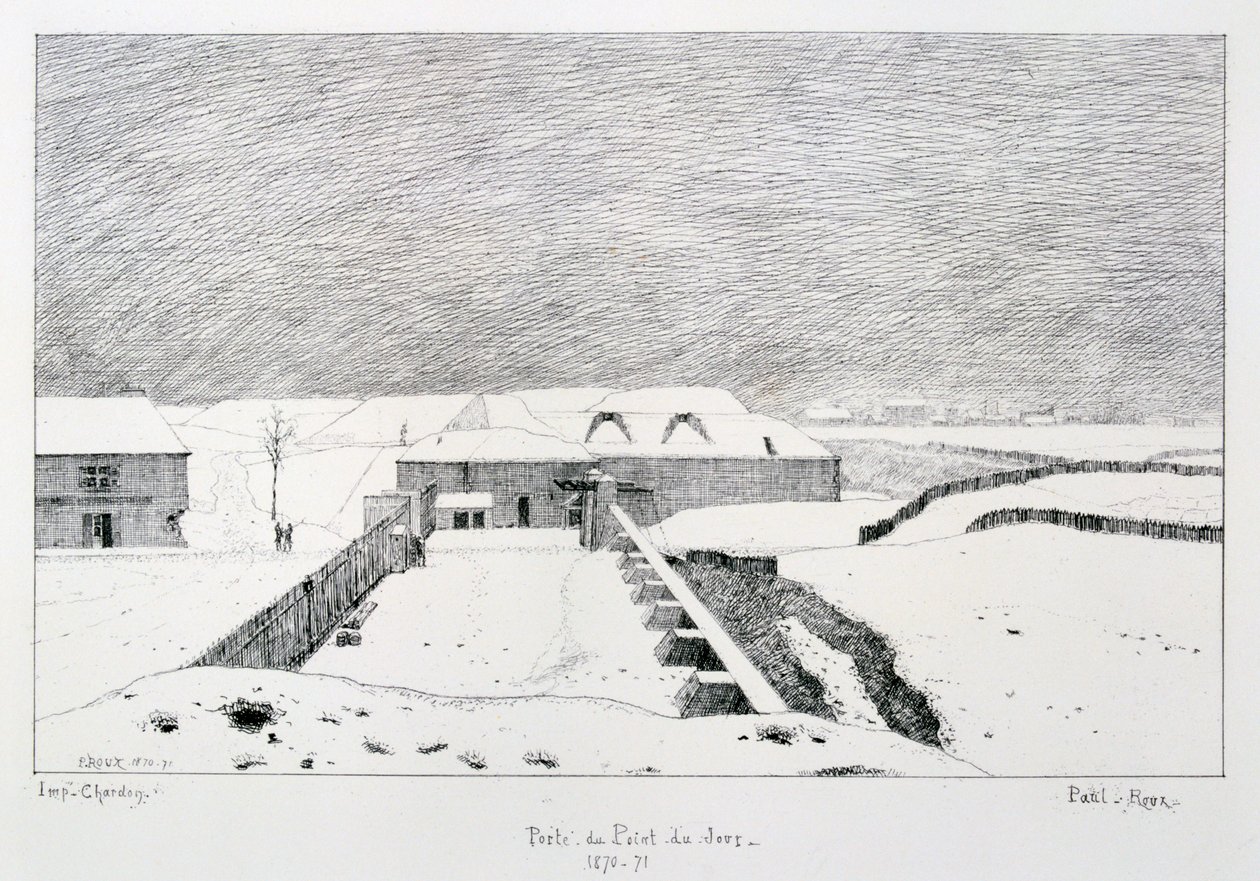 Porte du Point du Jour, Sitio de París, 1870-1871 de Paul Roux