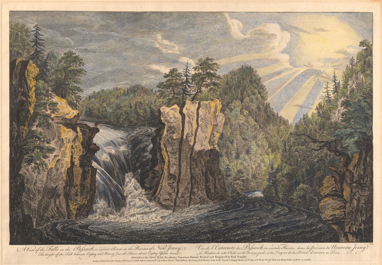 Vista de las cataratas del Passaic, o Second River, en la provincia de Nueva Jersey de Paul Sandby