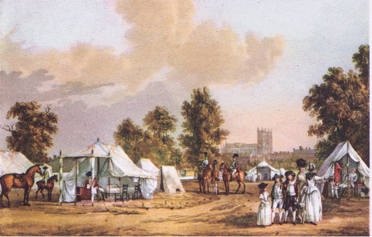 Un campamento militar en el Parque St James durante los disturbios de Gordon, de British Adventure publicado por Collins, 1947 de Paul Sandby